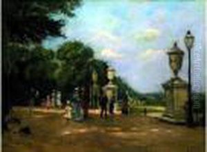 Elegantes Dans Le Parc De Saint-germain by Henri Michel-Levy