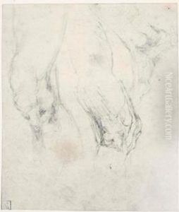 Study Of A Left Thigh And Knee,
With A Separate Study Of A Right Knee Seen In Profile, And A Right Foot by Michelangelo Buonarroti