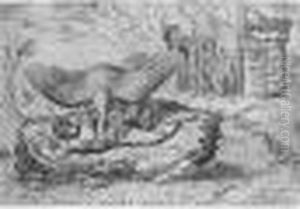 Titius Devoured By A Vulture (robert-dumesnil 33, As Copy Of Beatrizet) by Michelangelo Buonarroti