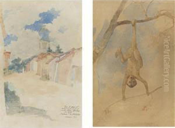 A Pair Of Drawings: Calle Los Teques And Mono - view 1