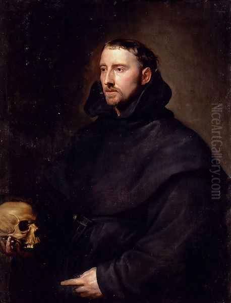 Portrait Of A Monk Of The Benedictine Order Holding A Skull - view 1