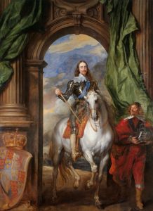 Portrait Karl I, king of England, to horse with his stable master Saint Antoine