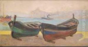 Barche Sulla Spiaggia by Guglielmo Micheli