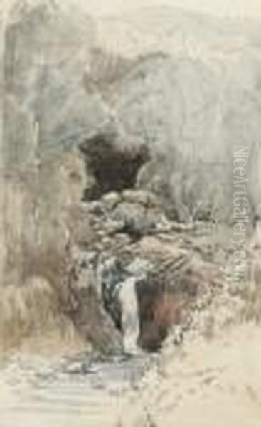 A Moorland Waterfall, Devon - view 1