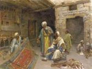 At The Bazar: The Carpet Seller by Alphons Leopold Mielich