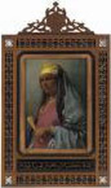 An Oriental Maiden Holding A Fan - view 1