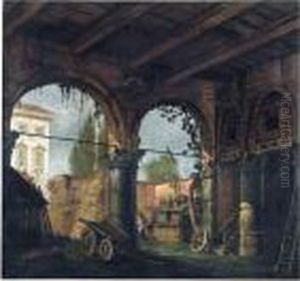 View From The Interior Of A Barn by Giovanni Migliara
