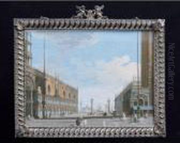 Vedute Di Venezia: La Piazzetta 
Guardando Verso Sud; Piazza San Marco Con Figure Attorno Alla Base Del 
Campanile - view 1