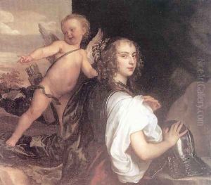 Portrait Of A Girl As Erminia Accompanied By Cupid