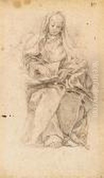 The Education Of The Virgin
(recto); The Head Of A Young Girllooking Up To The Right And Studies Of
Hands (verso) - view 1