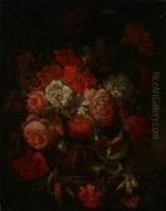 Vase De Fleurs Sur Un Entablement by Abraham Mignon