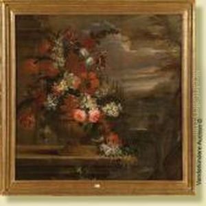 Vase De Fleurs Sur Un Entablement by Abraham Mignon