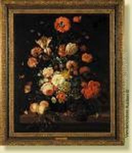 Bouquet De Fleurs Et De Fruits Avec Insectes Sur Unentablement