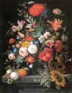 Signed Lower Left A. Mignon, Fecit by Abraham Mignon