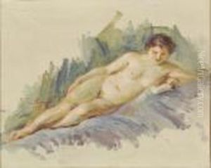 Nu Feminin Lisant by Lucien Mignon