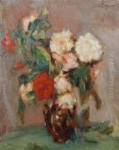 Still Life Of Flowers by Lucien Mignon