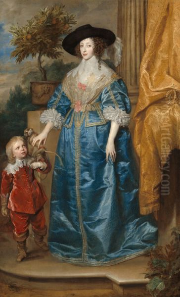 Henrietta Maria with her Dwarf, Sir Jeffrey Hudson 1633 - view 1