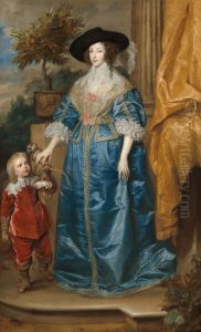 Henrietta Maria with her Dwarf, Sir Jeffrey Hudson 1633