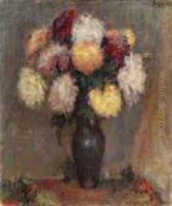 Blumenstraus In Einer Vase. by Lucien Mignon