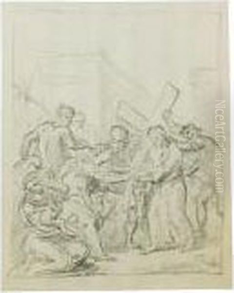 Sei Studi Separati Della Salita
Al Calvario; La Lapidazione Di Santo Stefano; Giuseppe Venduto Dai
Fratelli; E Altre Scene Di Martirio - view 1
