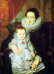 Portrait of Marie Clarisse, woman of Jan Woverius, with her child