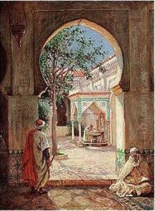 Court Of The Fountain Of Ablutions In The Mosque El Kerir, Algiers by Addison Thomas Millar