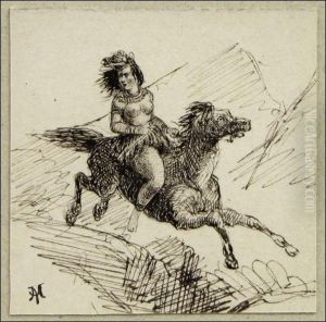 The Chase, Indian On Horseback by Alfred Jacob Miller