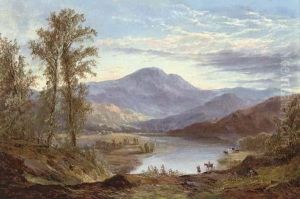 Indian Hunters At A River In The Rockies