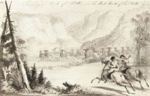 Running A Bank Of Elk, Near The Cut Rocks Of The Platte by Alfred Jacob Miller