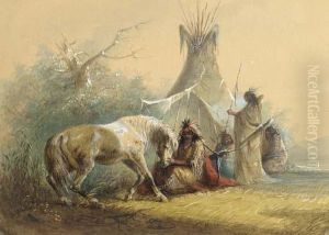 Shoshone Indian And His Pet Horse by Alfred Jacob Miller