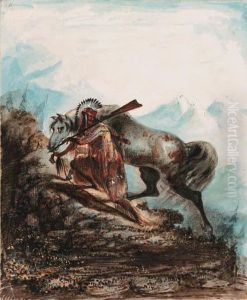 An Indian With The Scalp Lock Of His Enemy by Alfred Jacob Miller