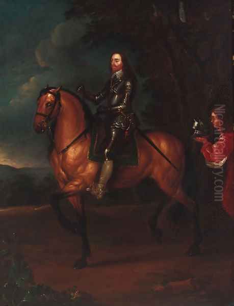 An equestrian portrait of Charles I (1600-1649), small full-length, on a bay horse, with his page, in a wooded landscape - view 1