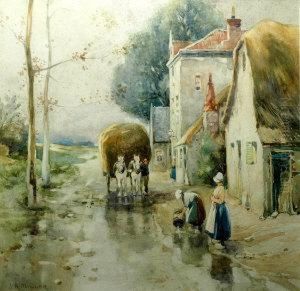 Haycart Approaching A Tavern by James Robertson Miller