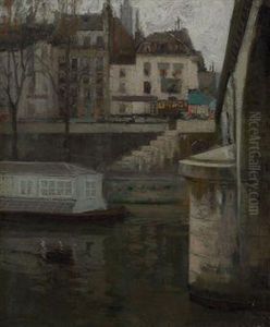 Along The Seine, Paris by Richard Emile Miller