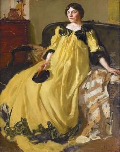 Portrat Einer Dame Auf Dem Sofa. by Richard Emile Miller