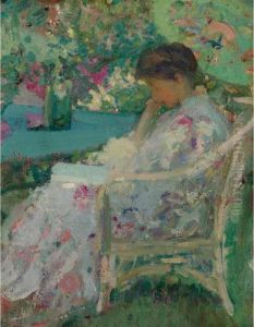 Reading In The Garden by Richard Emile Miller