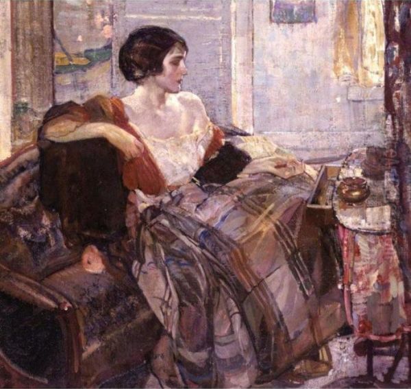 Woman Seated At Dressing Table - view 1