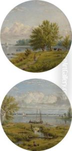 View Across The Hudson To New York: A Pair Of Paintings by William Rickarby Miller