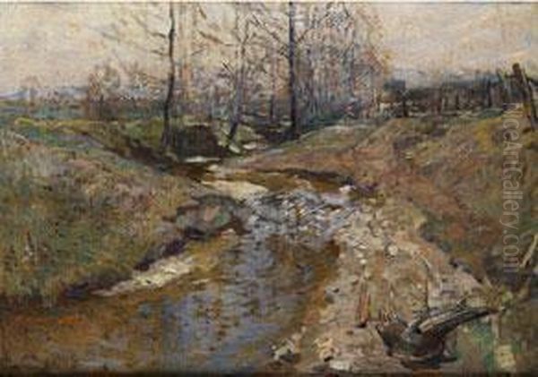 Landschaft Mit Bachlauf Im Vorfruhling - view 1