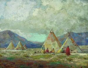 Indian Encampment by Royal Hill Milleson