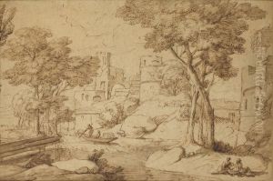 Paysage Fluvial Classique Anime by Francisque Millet