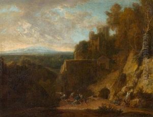 Landscape With Ruins And Fighting Figures.