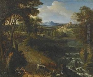 Paysage A La Cascade Et Au Troupeau