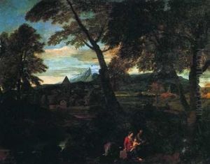 Paesaggio Con Riposo Durante La Fuga In Egitto In Un Paesaggio by Francisque Millet