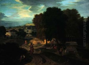 Paesaggio Con Architetture Classiche E Figure by Francisque Millet