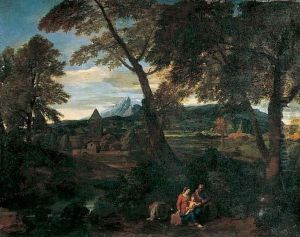 Il Riposo Durante La Fuga In Egitto In Un Paesaggio by Francisque Millet