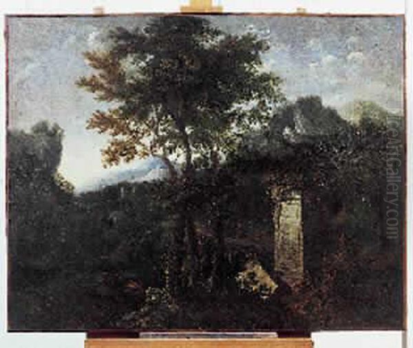 Paysage Aux Grands Arbres Et A L'edifice - view 1