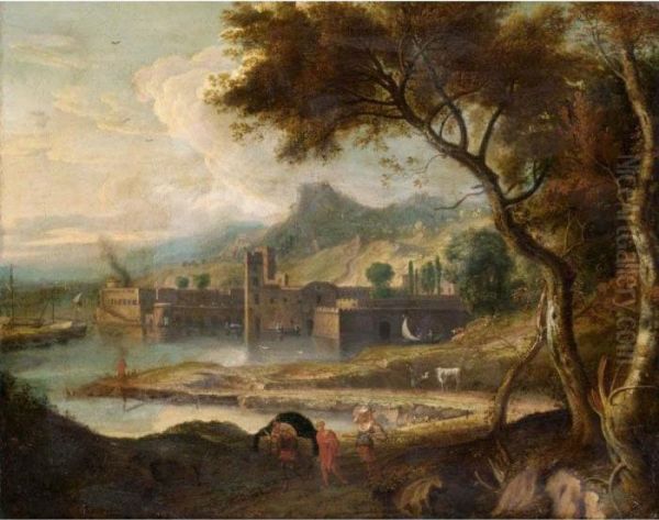 Italianate Landscape With Travellers On A Path - view 1