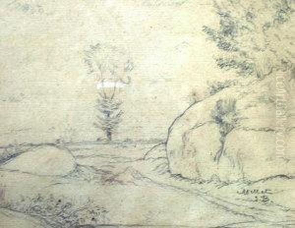 Rural Landscape; Pencil, Signed, 18x23cm - view 1