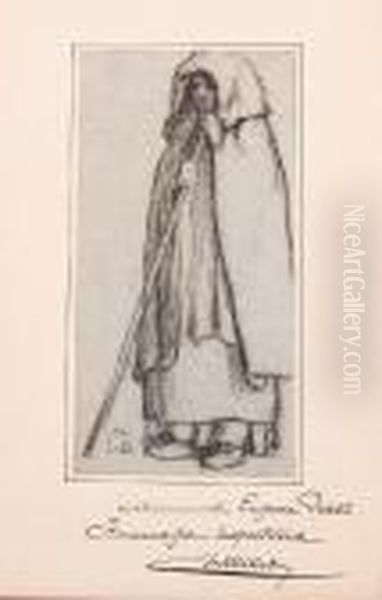 A Farmhand In A Cloak Holding A Staff - view 1